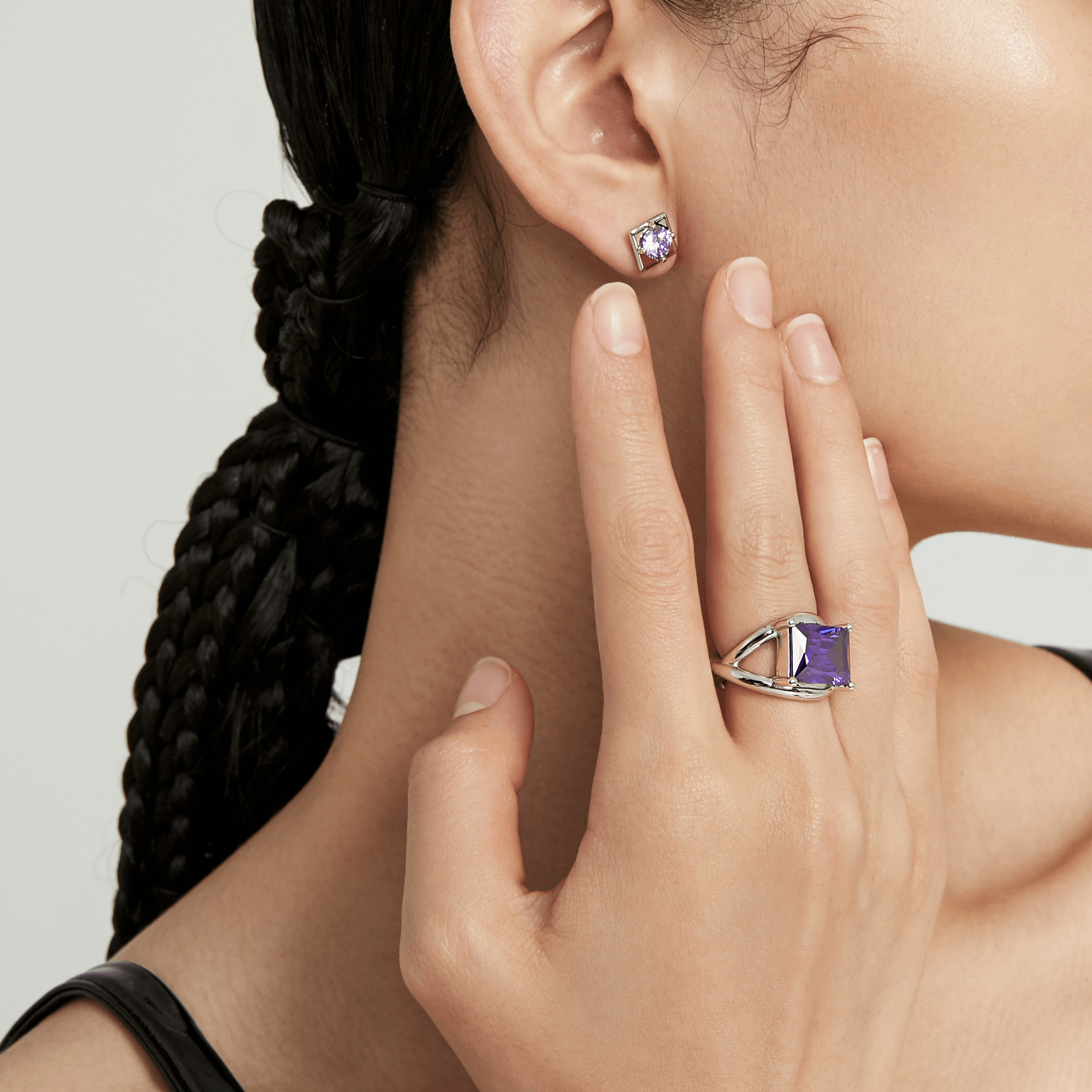Purple Cube Diamond Wrap Open Ring - Uniqvibe