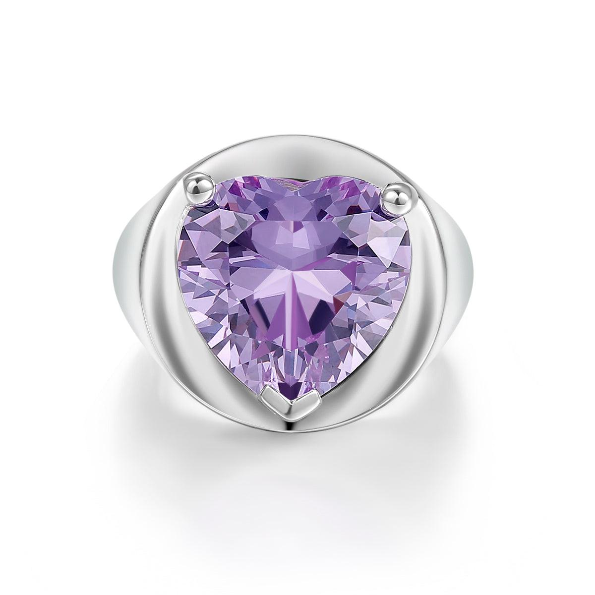 Purple Heart Diamond Open Ring - Uniqvibe