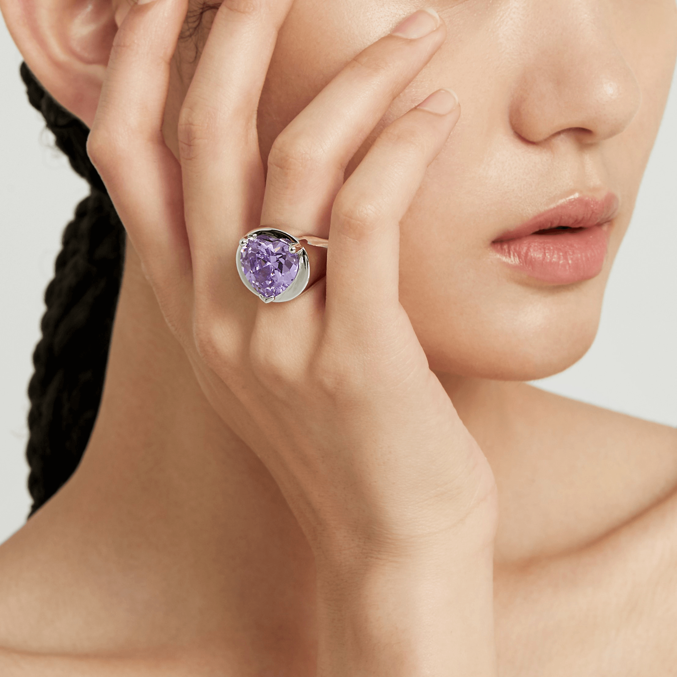 Purple Heart Diamond Open Ring - Uniqvibe