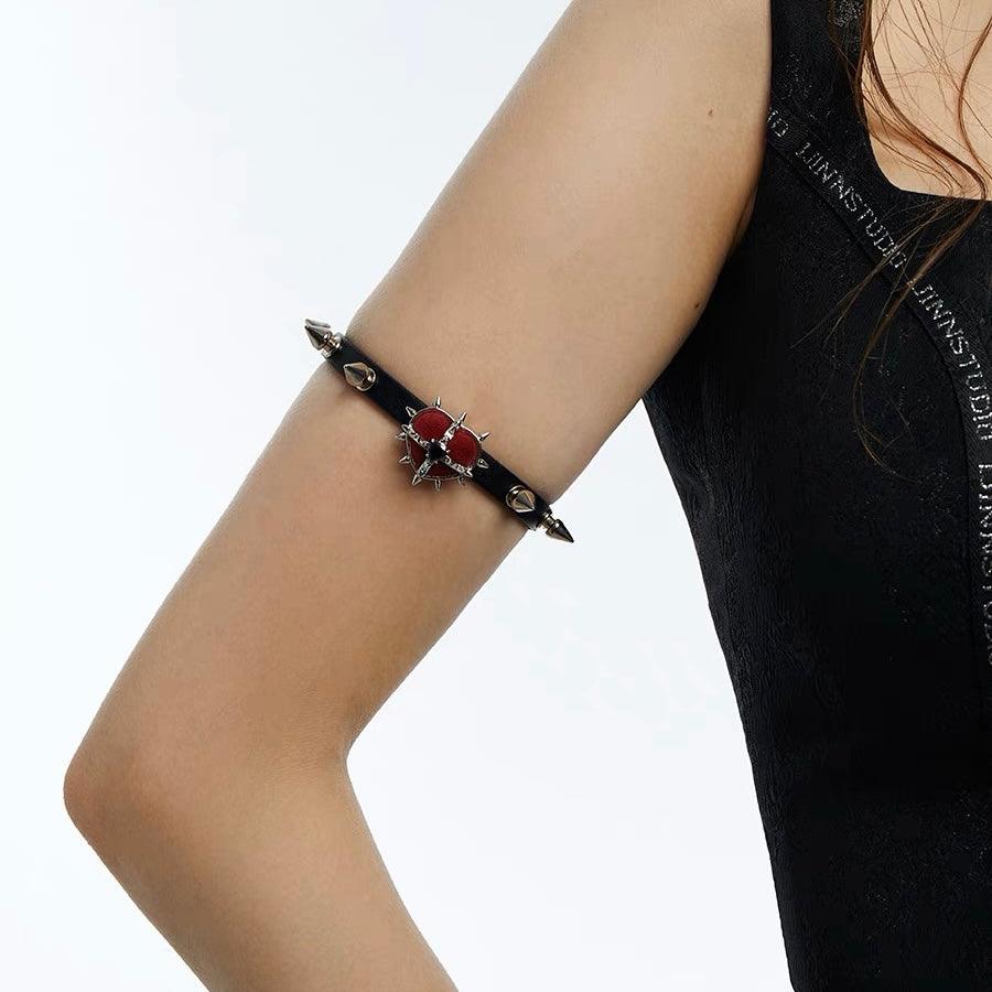 Rock Velvet Rivet Metal Heart Belt Armbands - Uniqvibe