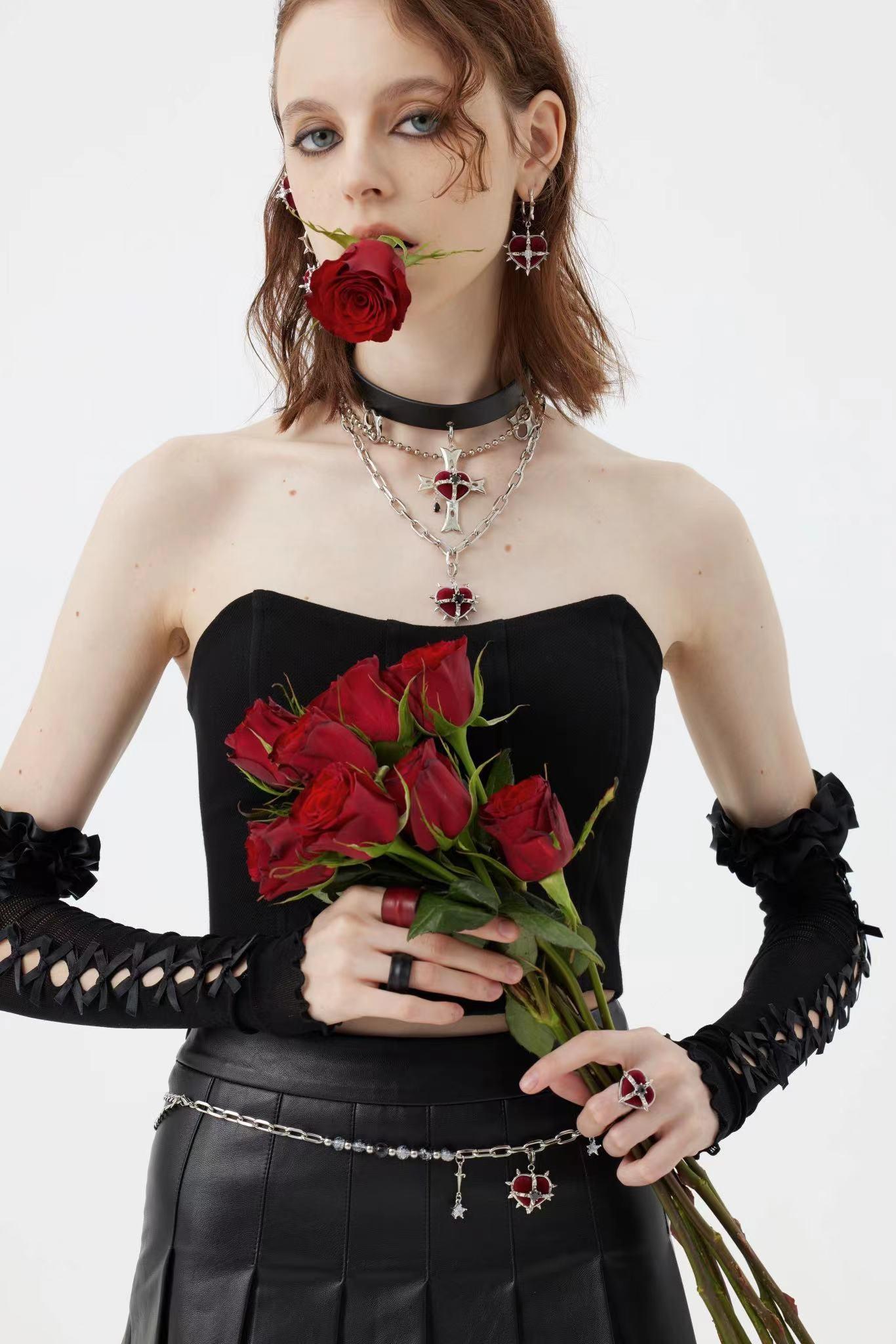 Rock Velvet Rivet Metal Heart Necklace/Waist chain - Uniqvibe