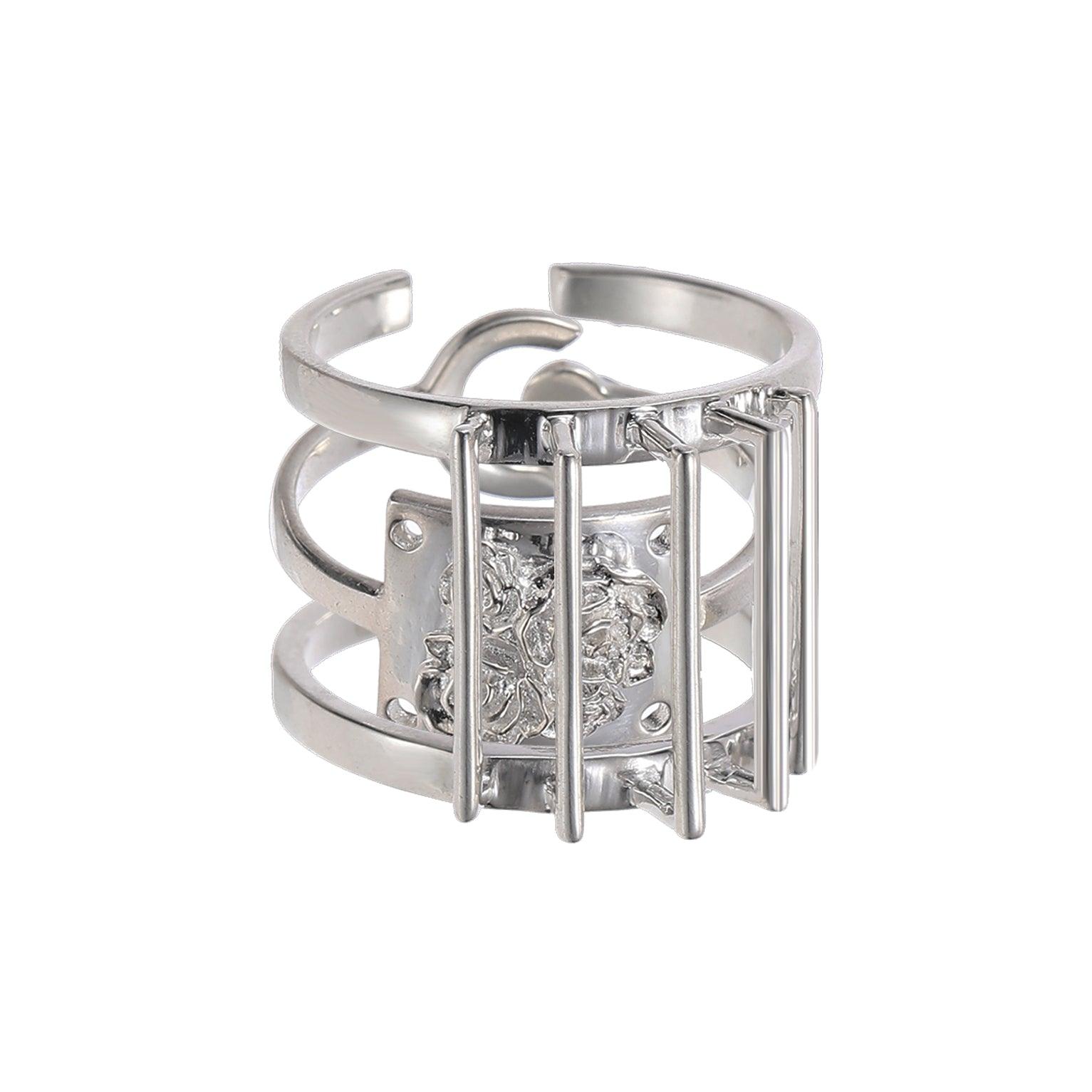 Roses In The Cage Silver Sterling Silver Ring - Uniqvibe