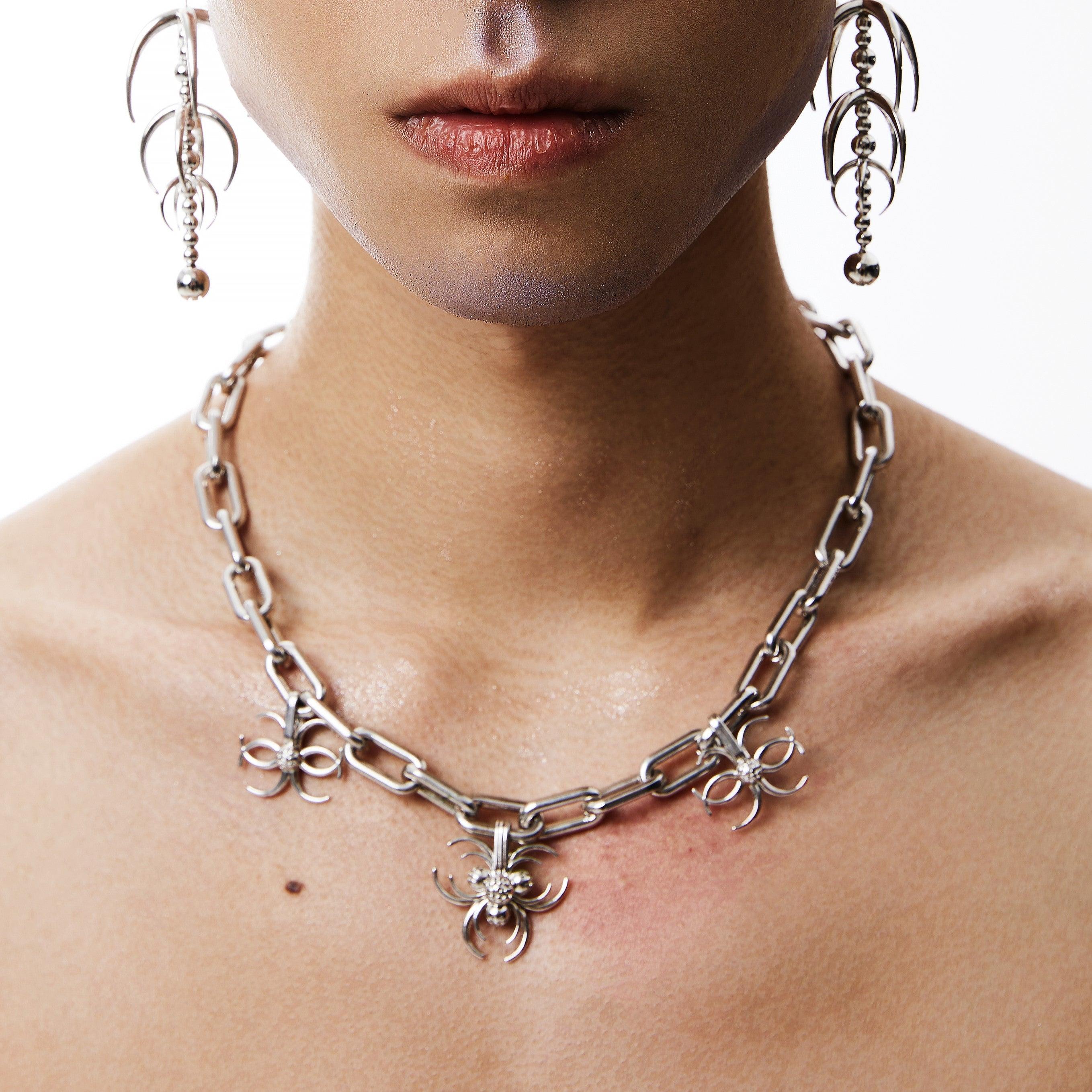 Thin Chain Mechanical Crescents Necklace - Uniqvibe