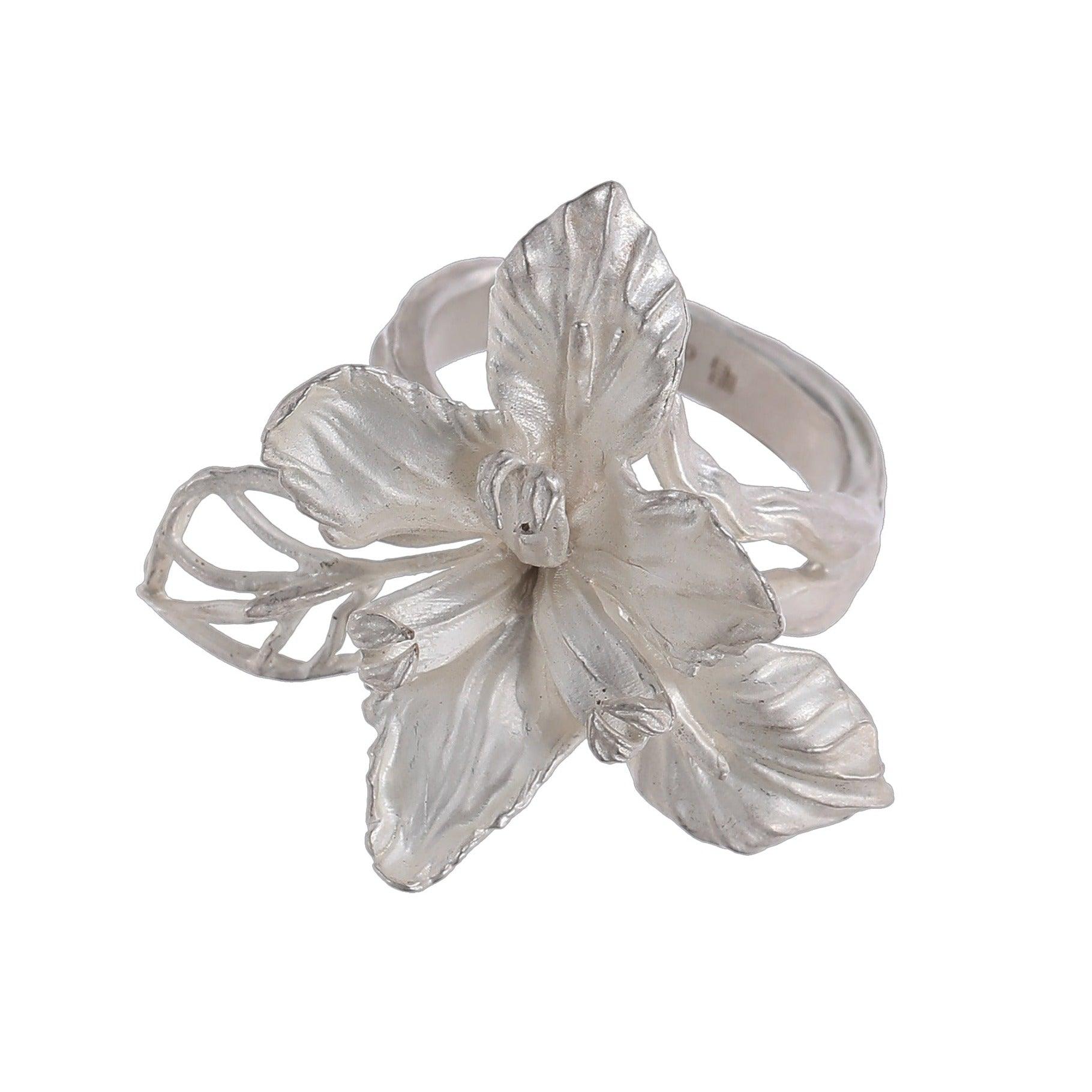 White Sterling Silver Iris Ring - Uniqvibe