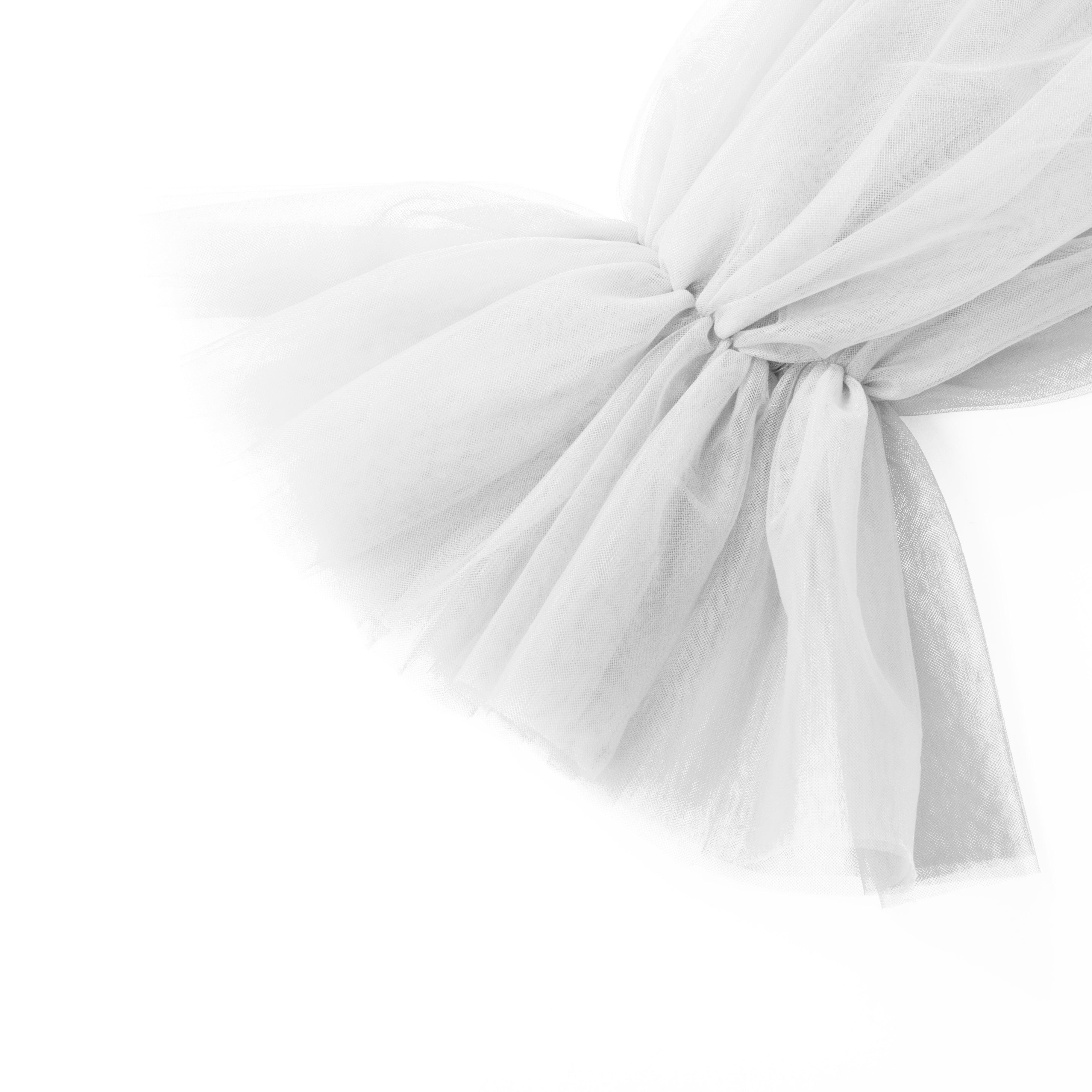 White Stretch Section Double Tulle Puff Sleeves - Uniqvibe