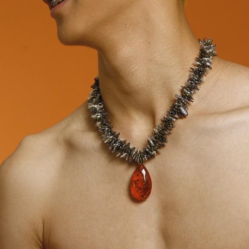 Artificial Amber Pendant Necklace - Uniqvibe