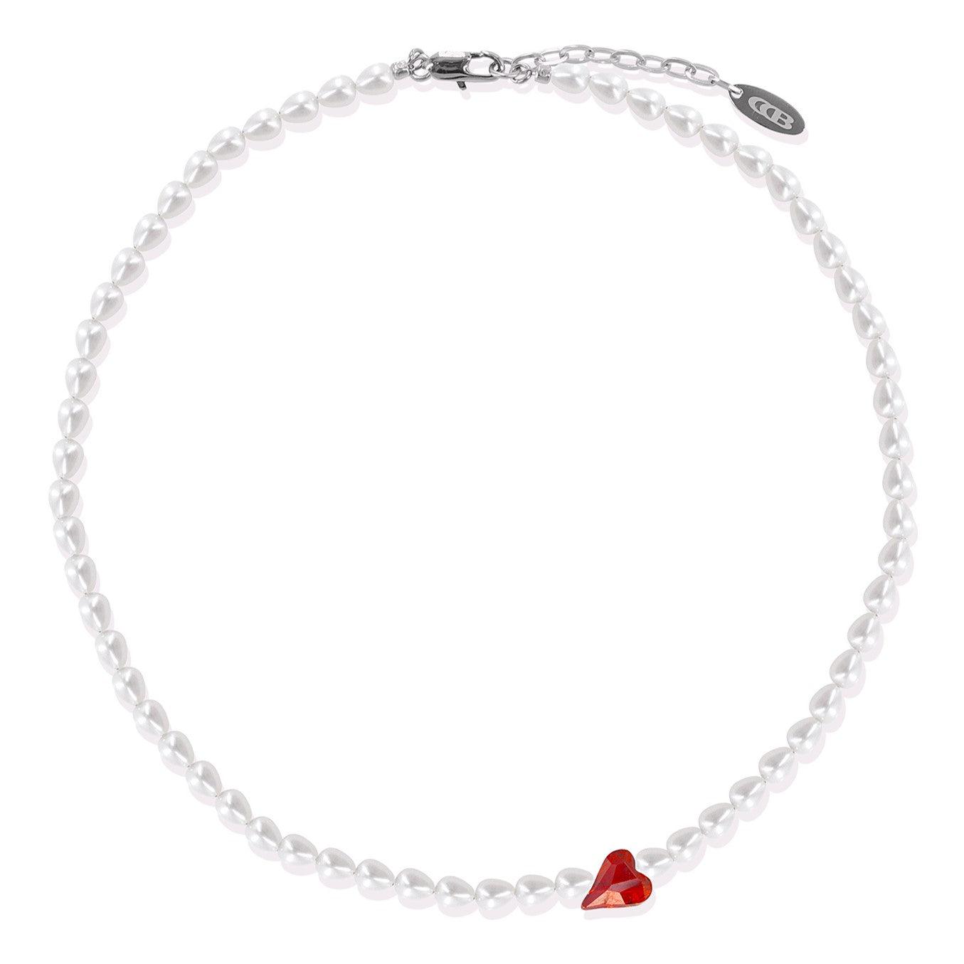 Austrian Heart Crystal Natural Pearl Necklace - Uniqvibe