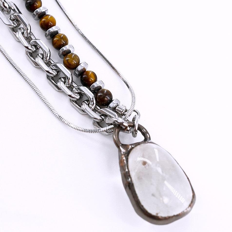 Distressed Crystal Pendant Necklace - Uniqvibe