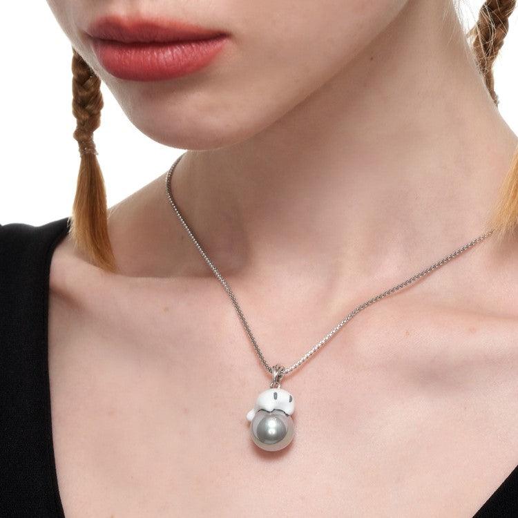 Grey Pearl Ghost Thin Necklace - Uniqvibe