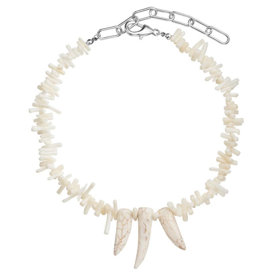 Long Tooth Crushed Stone Pendant Necklace - Uniqvibe