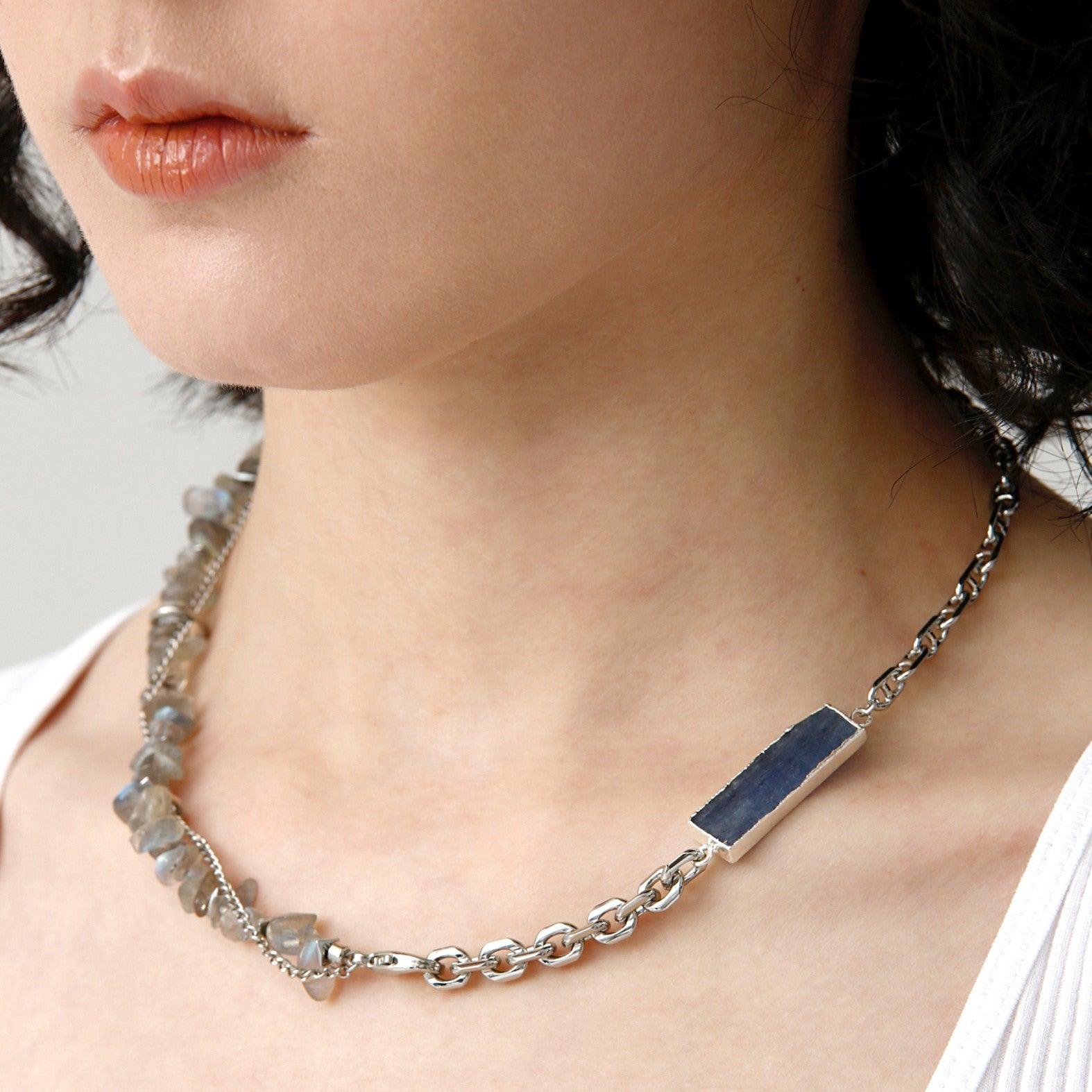 Moonstone and Kyanite Necklace - Uniqvibe