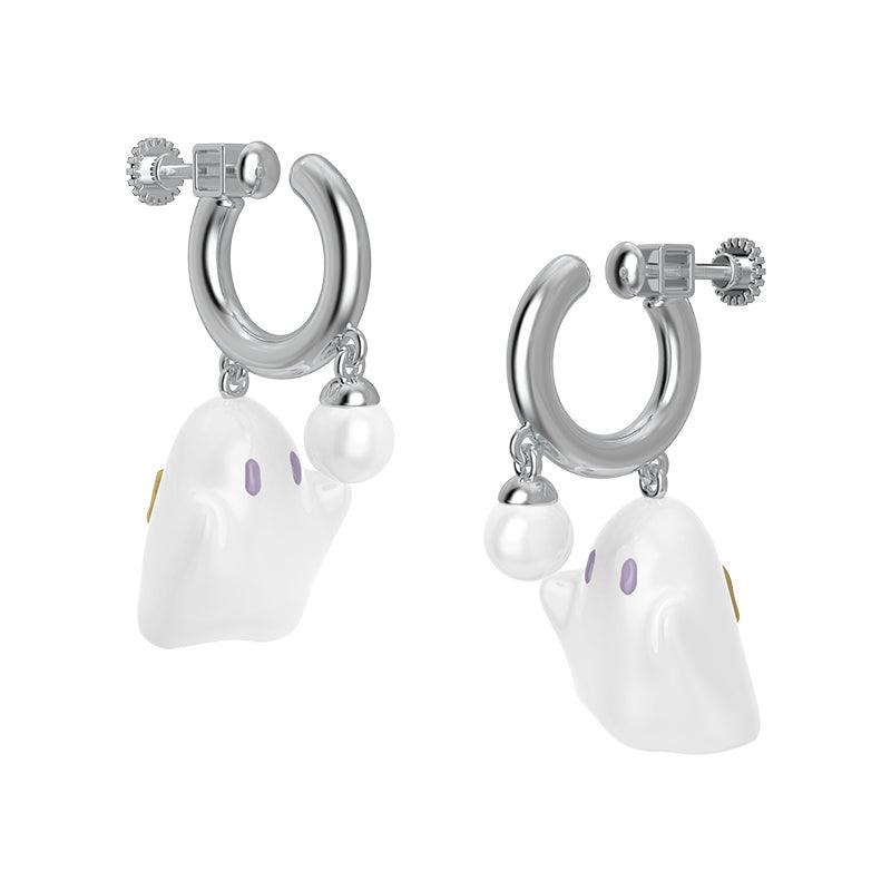 Pearl Enamel Ghost Earrings/Ear cuffs - Uniqvibe