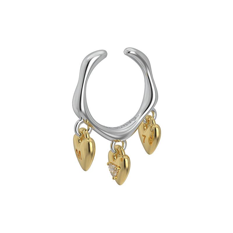 Three Small Golden Heart Open Adjustable Ring/Ear Cuffs - Uniqvibe