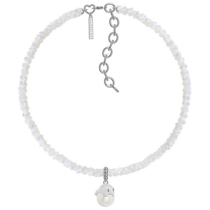 White Pearl Ghost Thick Necklace - Uniqvibe