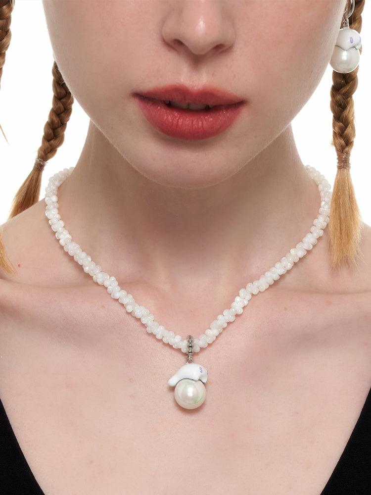 White Pearl Ghost Thick Necklace - Uniqvibe